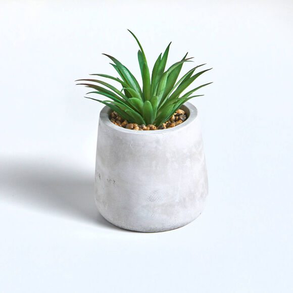 Plante artificielle et pot en ciment (gris) Plante artificielle et pot en ciment (gris)